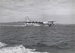 Taking off (or landing).