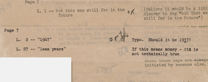 A page of the exchange between Howard Hughes and White
