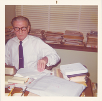 Photograph of Dick Hannah in his office, Los Angeles, 1973