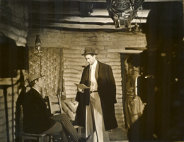 Photograph of Howard Hughes with Walter Huston on the set of The Outlaw, Hollywood, circa 1941