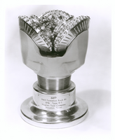 Photograph of a replica of the Hughes Tool Company hard formation rock bit type R-1, circa 1950s