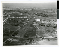 Aerial photograph of Hughes Airport, Culver City, California, circa 1940s-1950s