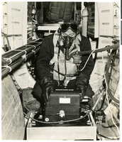 Photograph of Flight Officer in a plane on D-Day, June 6, 1944