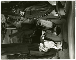 Photograph of Hughes on "The Outlaw" movie set, Hollywood (Calif.), approximately 1940s