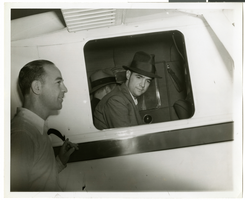 Photograph of Howard Hughes in the Lockheed 14, circa late 1930s