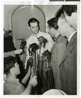 Photograph of Howard Hughes and Grover Whalen at Floyd Bennett Field, New York, July 10, 1938