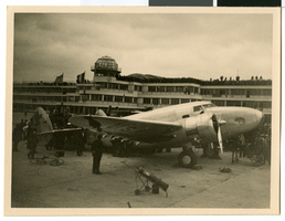 Postcard of the Lockheed 14 aircraft at Le Bourget Airfield, France, July 1938