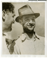 Photograph of Howard Hughes after arriving in Minneapolis, Minnesota, July 14, 1938