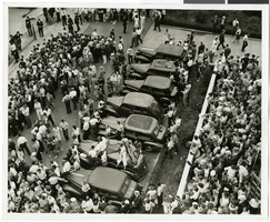 Photograph of crowds at Floyd Bennett Airfield, New York, July 1938