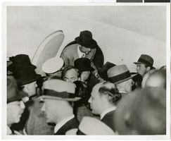 Photograph of Howard Hughes at Floyd Bennett Airfield, New York, July 1938