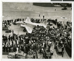 Photograph of crowds at Floyd Bennett Airfield, New York, July 14, 1938