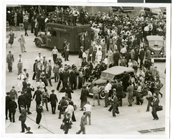 Photograph of crowds at Floyd Bennett Airfield, New York, July 1938