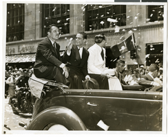 Photograph of a parade procession for Howard Hughes, New York, July 15, 1938