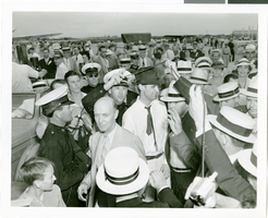 Photograph of Howard Hughes amongst crowd, Chicago, 1938