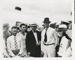 Photograph of Howard Hughes amongst crowd, Chicago, 1938