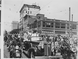 Photograph of a parade for Howard Hughes, Chicago, 1938
