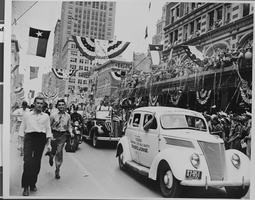 Photograph of a parade for Howard Hughes, Chicago, 1938