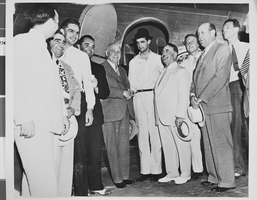 Photograph of Howard Hughes and others, Los Angeles, 1938