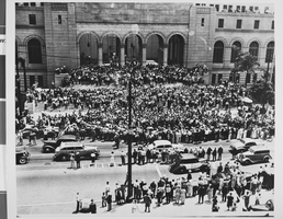 Photograph of a parade for Howard Hughes, Texas, 1938