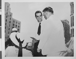 Photograph of a parade for Howard Hughes, Texas, 1938