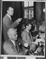 Photograph of Howard Hughes at hearing, Washington, August 08, 1947