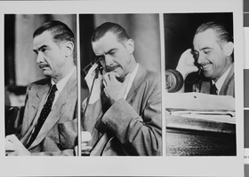 Photograph of Howard Hughes at hearing, Washington, August 08, 1947