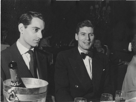 Photograph of Vassili Sulich with an unidentified man in a restaurant, 1950s-1960s