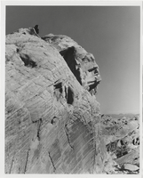 Photograph of Mary Smith posing in "Pavane for a Showgirl" in the desert in southern Nevada, 1960s