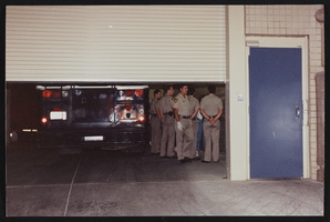 Photographs of Frontier Strike members being released from arrest after sit-in, Culinary Union, Las Vegas (Nev.), 1990s (folder 1 of 1)