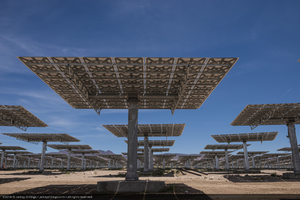 Heliostats (mirrors) at Crescent Dunes Solar, near Tonopah, Nevada: digital photograph