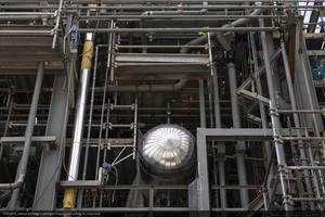 Construction within the central power block at Crescent Dunes Solar, near Tonopah, Nevada: digital photograph