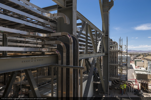 Construction within the central power block at Crescent Dunes Solar, near Tonopah, Nevada: digital photograph
