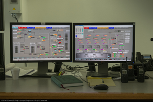 System control displays for Crescent Dunes Solar, near Tonopah, Nevada: digital photograph