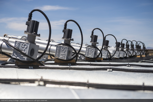 Columns and controllers for heliostats still to be installed. Crescent Dunes Solar, near Tonopah, Nevada: digital photograph