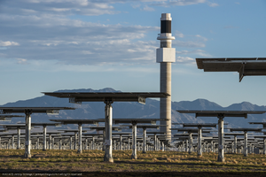 Heliostats (mirrors) at Crescent Dunes Solar, near Tonopah, Nevada: digital photograph