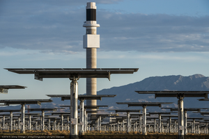 Heliostats (mirrors) at Crescent Dunes Solar, near Tonopah, Nevada: digital photograph