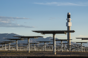 Heliostats (mirrors) at Crescent Dunes Solar, near Tonopah, Nevada: digital photograph
