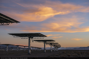 Heliostats (mirrors) at Crescent Dunes Solar, near Tonopah, Nevada: digital photograph