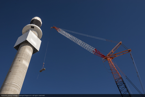 Construction within the central power block at Crescent Dunes Solar, near Tonopah, Nevada: digital photograph