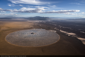 Aerial photo of Crescent Dunes Solar, near Tonopah, Nevada: digital photograph
