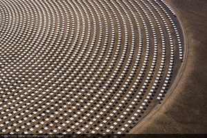 Heliostats at Crescent Dunes Solar, near Tonopah, Nevada: digital photograph