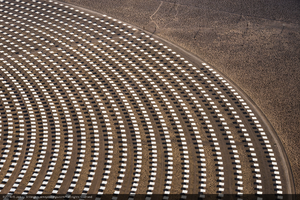 Heliostats at Crescent Dunes Solar, near Tonopah, Nevada: digital photograph