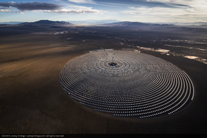 Aerial photo of Crescent Dunes Solar, near Tonopah, Nevada: digital photograph