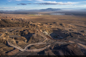 Aerial photo of the bandoned/dormant mine to the northeast of Crescent Dunes Solar, near Tonopah, Nevada: digital photograph