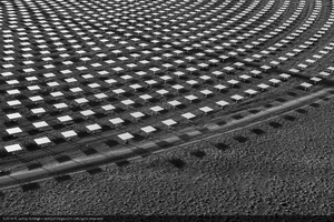 Heliostats at Crescent Dunes Solar, near Tonopah, Nevada: digital photograph
