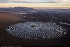 Aerial photo of Crescent Dunes Solar, near Tonopah, Nevada: digital photograph