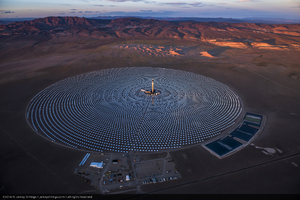 Aerial photo of Crescent Dunes Solar, near Tonopah, Nevada: digital photograph