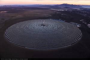 Aerial photo of Crescent Dunes Solar, near Tonopah, Nevada: digital photograph