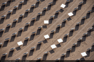 Heliostats at Crescent Dunes Solar, near Tonopah, Nevada: digital photograph