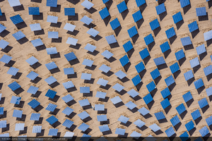 Heliostats at Crescent Dunes Solar, near Tonopah, Nevada: digital photograph